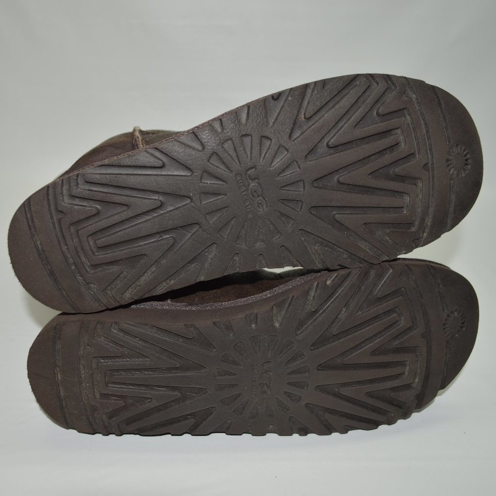 UGG Classic Tall Bomber Brown Leather Fur Lined - Picture 11 of 13